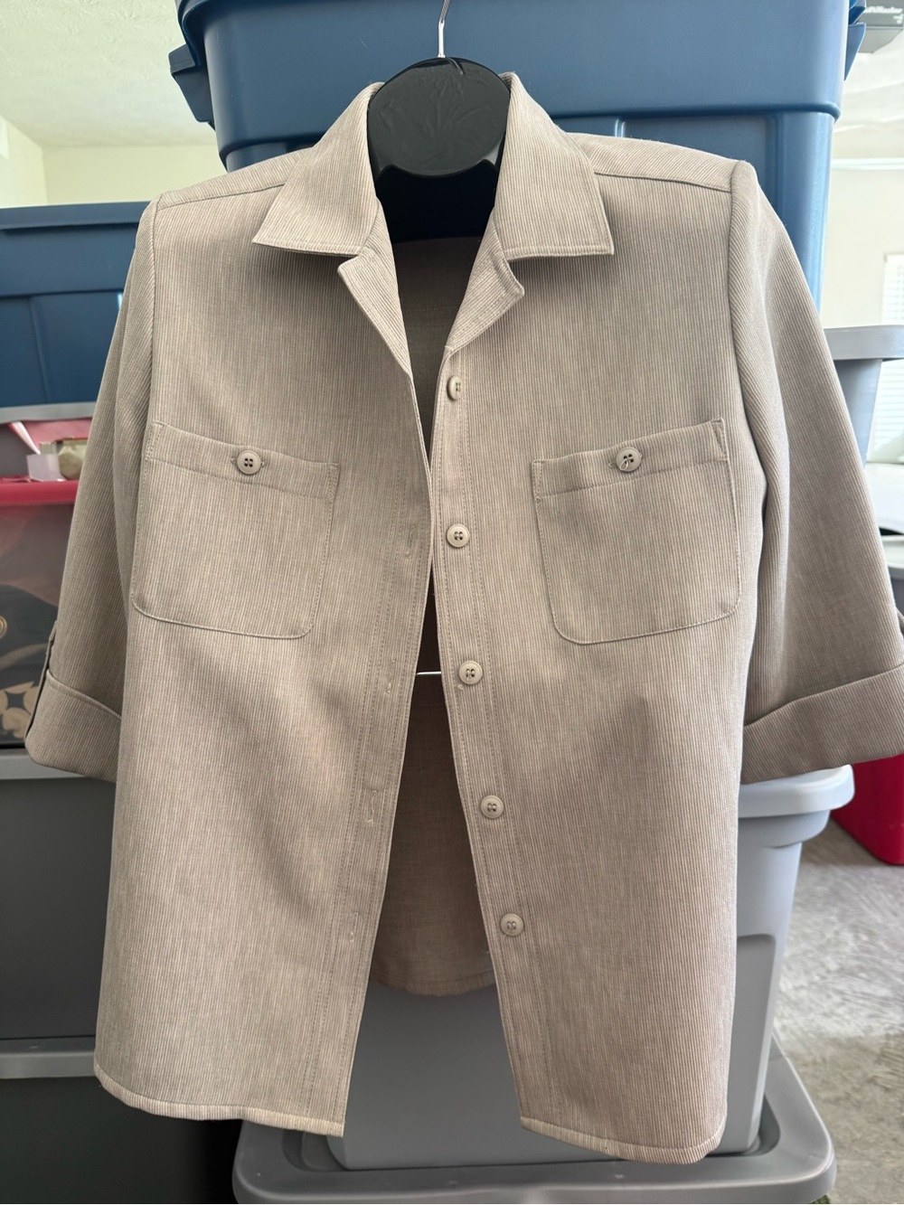 Casual Button-Front Jacket - Beige p55